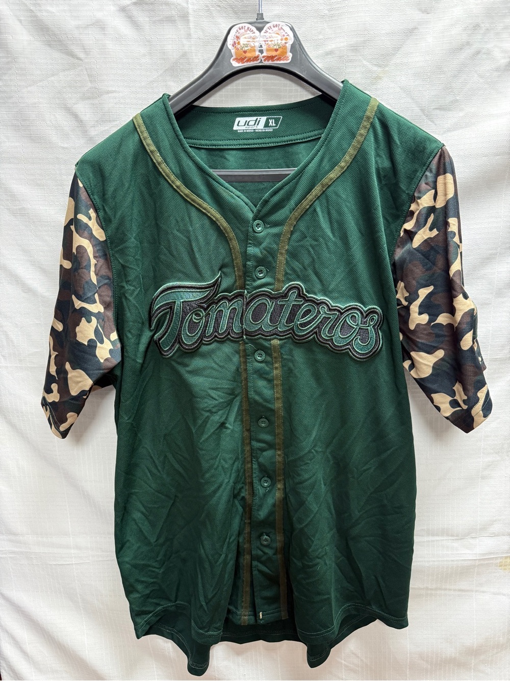 UDI Sport Tomateros de Culiacán Camo Baseball Jersey XL Liga Mexicana